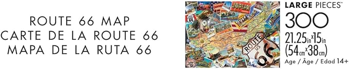 Buffalo Games - Route 66 Map - 300 Large Piece Jigsaw Puzzle for Adults - Challenging Puzzle Perfect for Game Nights