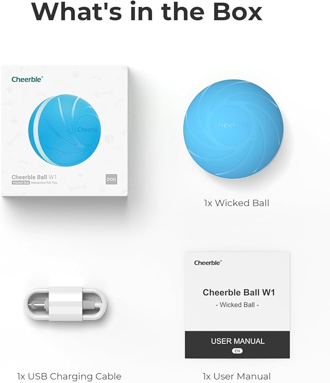Cheerble [Replaceable Shell Intelligent Interactive Dog Toy Ball with LED Lights, Wicked Ball W1, 3 Interactive Modes, Active Rolling Ball, Self Moving