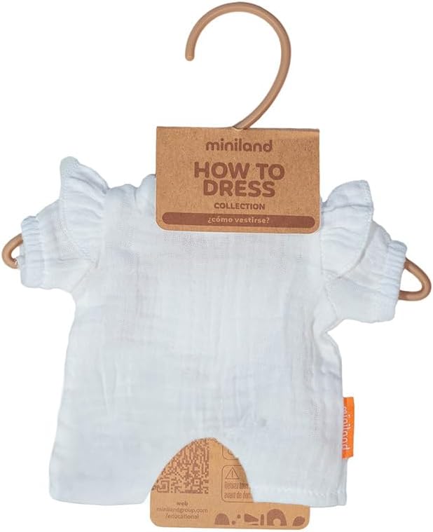 Miniland - Clothes for 8 1/4 inches Doll, Clothing Accessory for Dolls, Pajamas with Hat (White)