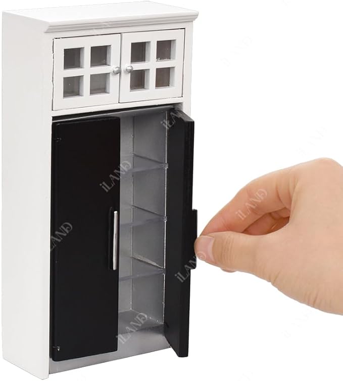 iLAND Miniature Dollhouse Furniture on 1:12 Scale, Modern Dollhouse Kitchen with Dollhouse Accessories Set