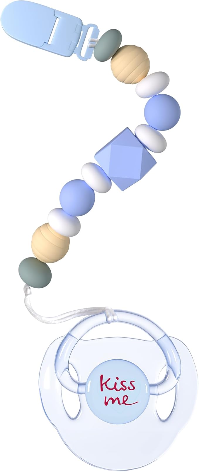 Aori Silicone Pacifier Clips Holder Flexible Binky Clip with Magnetic Pacifier for Lifelike Reborn Dolls - Blue