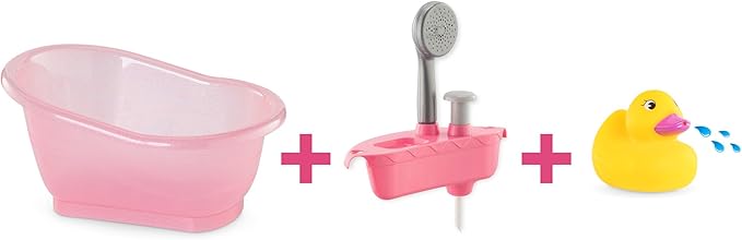 Corolle Baby Doll Bathtub with Shower - Accessory Play Set for 12" & 14" Dolls, Pink
