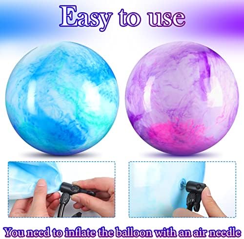 Deekin 4 Pcs 15 Inches Marbleized Bouncy Balls Large Size Cloud Inflatable Ball Colorful PVC Playground Beach Bouncy Sensory for Adult Pet Playing Outdoor Pool Game Party Supplies