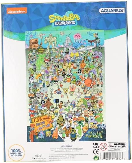 AQUARIUS SpongeBob SquarePants Puzzle (1000 Piece Jigsaw Puzzle) - Officially Licensed SpongeBob Merchandise & Collectibles-Glare Free -Precision Fit -Virtually No Puzzle Dust-20x28 Inches, Multicolor