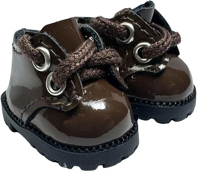 Premium Doll Shoes for Lububu, 15cm 17cm Dolls Accessories, Mini Leather Shoes Fashion Dress Up Doll Shoes Replacement (2, Oxford - White & Brown)