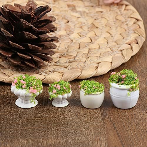 4 Pcs Dollhouse Plant Bonsai Doll House Mini Potted Plant Artificial Tiny Mini Flowerpot Miniature Hanging Potted Plant Miniature Dollhouse Kit for 1:12 Dollhouse Decor Mini Garden