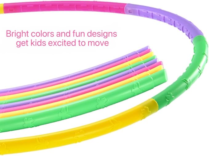 Exercise Hoop for Kids,Detachable and Adjustable Weight Kids Exercise Hoop, Multicolor Plastic Sports Play Hoop