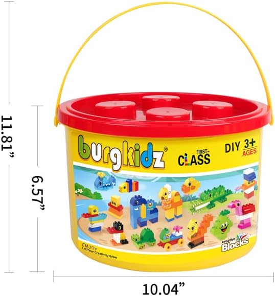 burgkidz Animal Building Toys for Toddlers 3-5, Jumbo 135Pcs Building Blocks, Creative Take Apart Puzzle with Storage Bucket, Compatible with Major Brands, Preschool Birthday Gift for Boys Girls