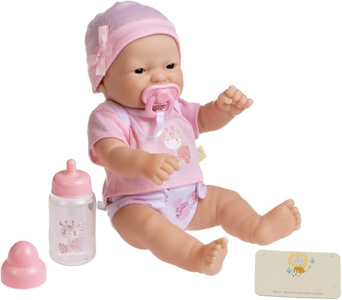 JC Toys - La Newborn Nursery | 7 Piece Doll Gift Set | 12" Life-Like Asian Doll with Accessories | Purple | Ages 2+ (18346)
