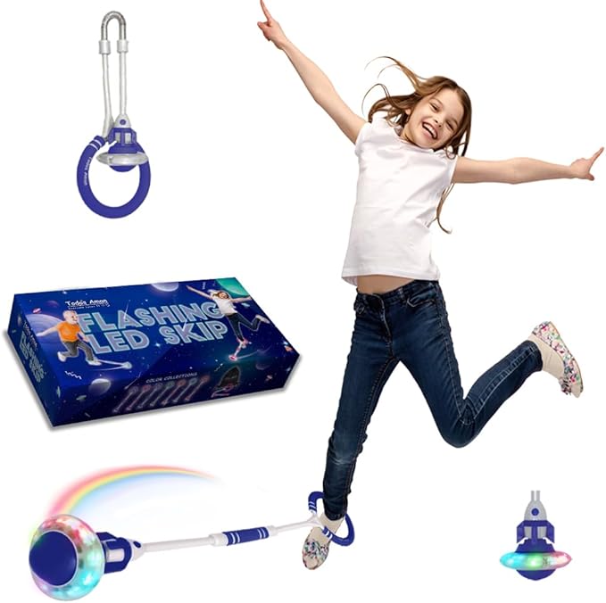 Rocket Flashing LED Ankle Skip Fun Cool Jumping Gift for Ages 5 6 7 8 9 10+ Kids NO Battery Charging Needed Family Exercise Fitness Coordination Balance Extra Energy Burning