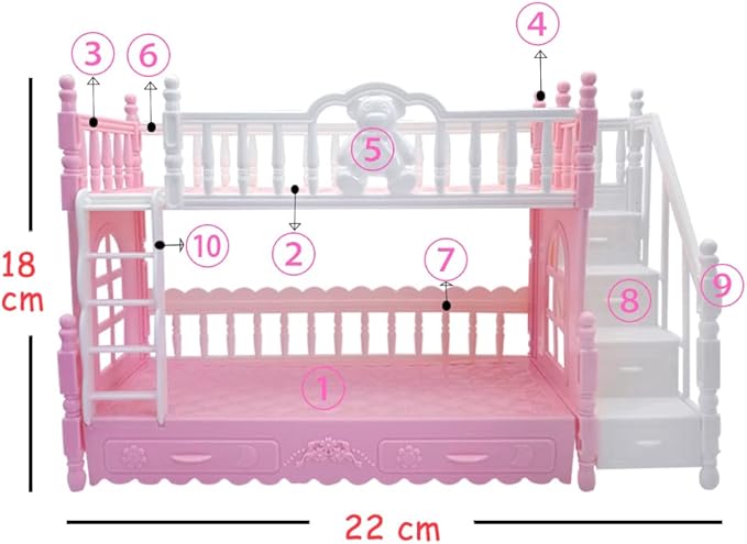 Doll Clothes and Accessories for 5.3 inch Dolls, Clothes Dress Pajamas Random in 6, Mini Supplies, Bunk Bed, Girls Granddaughter Gifts