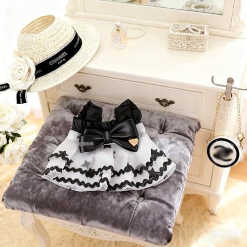 Doll Clothing Set (No Doll), Cute Cropped Straw Hat, Crossbody Bag, Dress, Suitable for 15-17cm Dolls, Outfit Accessory Set for Unique Styling (Black-A)