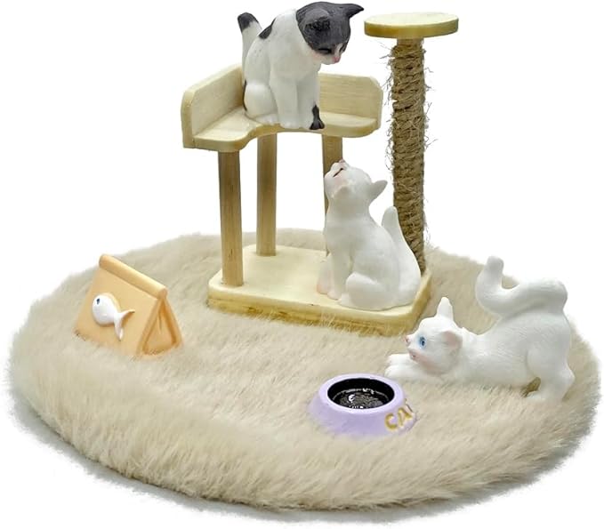 Dollhouse Cats w/ 1/12 Scale Accessories Mini Furniture Model Wooden Miniature