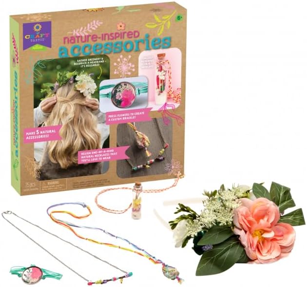 Craft-Tastic Nature-Inspired Accessories - Nature DIY Craft Kit - Outdoor Crafting Fun - Makes 5 Different Accessories - Ages 6+