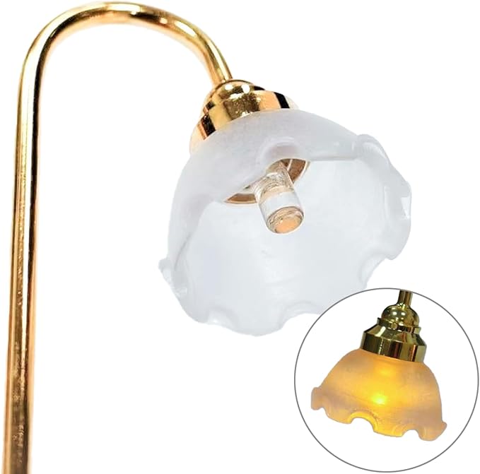 2 pcs Dollhouse Miniature Floor Lamps, 1:12 Scale LED Battery Operated Dollhouse Lights for Dollhouse Accessories