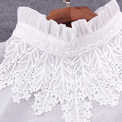 Shinywear Ruffles Turtle Neck False Shirt Collar Lace Crystal Pearls Decorative Dicky Choker Detachable Doll Lapel Blouse