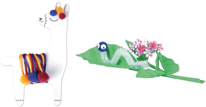 Lena 42715 Craft Case Parts, Material for Crafts with Colourful Paper, Foam Rubber, Pipe Cleaners, Wiggle Eyes, Pompoms, Ice Sticks and More, for Children from 5 Years, 400 Blue & Green
