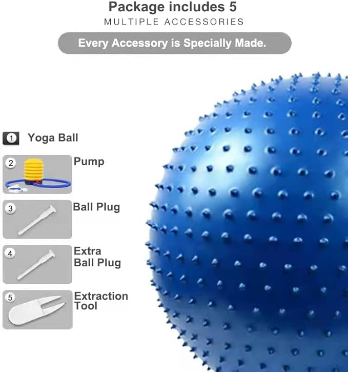 Large Sensory Massage Ball for Kids, 2 Pack 33.5" 85CM Bouncy Exercise Balls for Toddlers, Big Inflatable Toys with Tactile Spikes, Outdoor Giant Yoga Balls, Large Beach Ball (Blue+Pink)