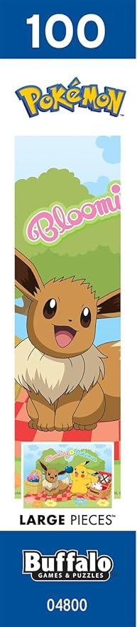 Buffalo Games - Pokemon - Blooming Pokemon (Pikachu and Eevee) - 100 Piece Jigsaw Puzzle for Families -Challenging Puzzle Perfect for Game Nights - Finished Size is 15.00 x 11.00