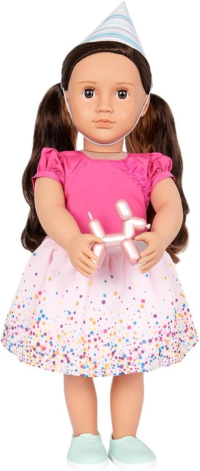 Our Generation – Birthday Outfit – Confetti-Print Skirt & Poodle Balloon Animal – 18-inch Doll Clothes – Pretend Play – Toys for Kids Ages 3 & Up – It's Time to Party