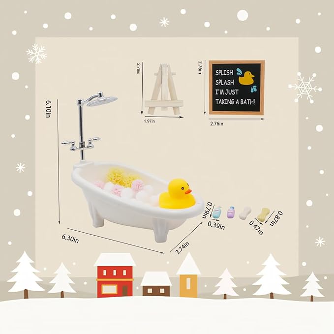 Christmas Elf Doll Accessories Kit, Over 10Pcs Holiday Elf Doll Bath Clothes Sets Include Bathrobe Socks Bathtub Towel for Christmas Decoration