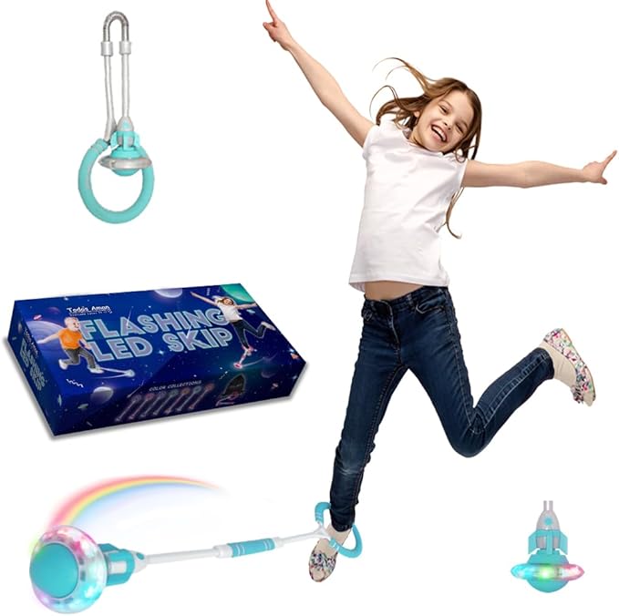Rocket Flashing LED Ankle Skip Fun Cool Jumping Gift for Ages 5 6 7 8 9 10+ Kids NO Battery Charging Needed Family Exercise Fitness Coordination Balance Extra Energy Burning