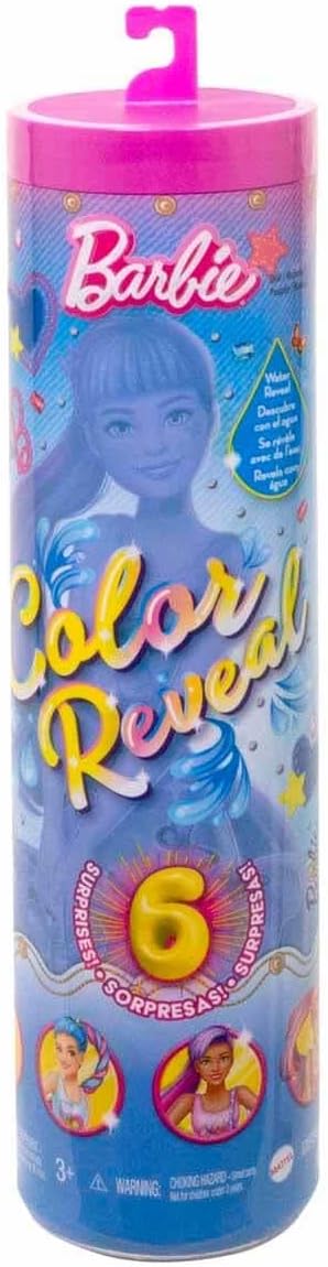 Barbie Color Reveal Doll & Accessories, Denim Series, Patchwork with 6 Surprises Including Color-Change (Styles May Vary)