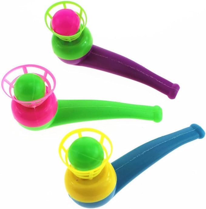 3Pcs Random Color Floating Blow Pipe Balls Game Toys, Floating Blow Pipe and Balls Balance Blowing Toys, Stress Reliever Balance Blowing for Adults Funny Party Supplies