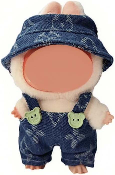 Clothes for Dolls, Denim Four-Leaf Clover 2-Piece Set Exquisite Clothes Accessories for 17cm Doll, Cute Clothes Set Suitable for Adorable Dolls (NO Doll) (Blue)