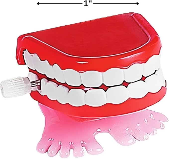 Fun Express Babbling Chatter Teeth Wind Up Toys - Set of 12 Chomping Characters - Classic Novelty Favors and Giveaways