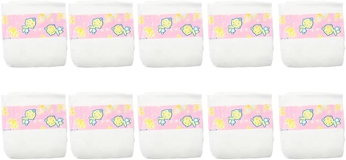 CHAREX Baby Doll Diapers Pack - 10 Pieces Reborn Dolls Diapers Refill, Baby Alive Diapers, 16-24 Inch Baby Doll Accessories Newborn Dipaers Reusable