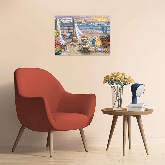 Ravensburger - Cabana Retreat - 500 Piece Large Format Jigsaw Puzzle - Enjoy Peaceful, Salty Breezes and a Stunning Ocean Sunset - Frameable - Premium Quality - Puzzles for Adults
