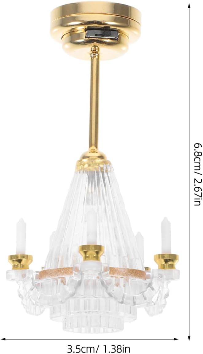 Gadpiparty Dollhouse Chandelier, Dollhouse Ceiling Light, 1:12 Scale Tiny Candle Light Ceiling Fixture for Doll House Furniture Indoor Outdoor Decor
