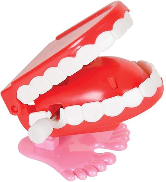The Dreidel Company Wind Up Teeth Chomping & Chattering Teeth Toys for Kids Birthday Party Favors, Novelty and Gag Gifts, 1.75" Inches (4-Pack)