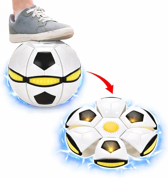 Magic Ball with 6 LED Lights - High Bounce Pop Up Ball Flying Saucer - Bouncing Balls, Magic Flying Saucer, Bouncy Balls-Interactive Outdoor Catching Game & Stress Relief for Family & Friends