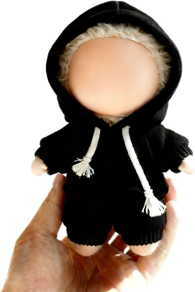 Hoodies Clothes for LABUBU 17cm Doll (NO Doll), Casual Style Costumes for LABUBU Dress up Unique Style, Cute and Premium Dolls Outfit Accessories for LABUBU (Black Sweatshirt)