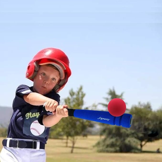 Aoneky Soft Foam Baseball Bat and Ball Set for Toddlers 1-3, 11.8 Inch All-Foam Safety T Ball Toy for Indoor Outdoor Play, Lightweight Mini Bat with Easy Grip (Blue)