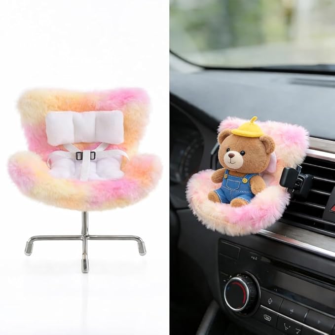 Ezcora Accessories for 10-17cm Dolls, Doll Car Seat with Clip onto Car Air Vent, Includes Seat Leg for Desktop Display (Tropical Sunset Blend)