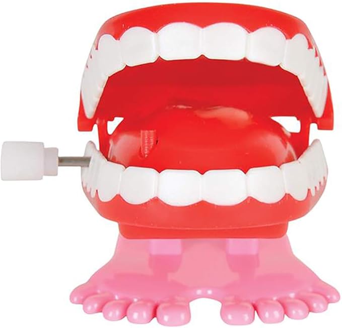 The Dreidel Company Wind Up Teeth Chomping & Chattering Teeth Toys for Kids Birthday Party Favors, Novelty and Gag Gifts, 1.75" Inches (2-Pack)