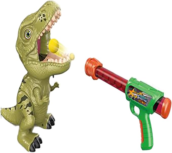 Air Gun Hit Dinosaur Green, 12pcs Sport Shooting Set, Reaction Game, Indoor Target Practice (11.4 x 4.3 x 7.7 in)