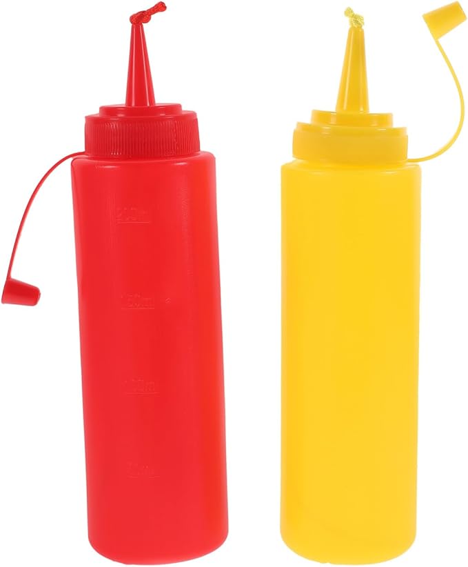 Garneck 2Pcs Fake Mustard & Ketchup Bottle Interactive Prank Toys Novelty Squirt Funny Condiment Squirt Bottle for Adults Kids Halloween Party