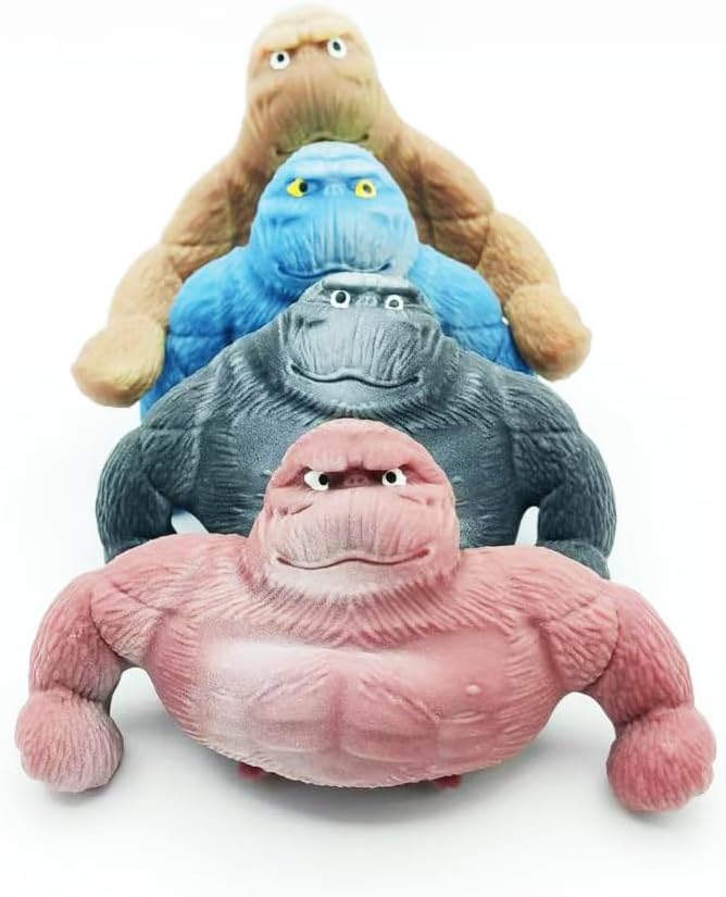 2 Pack Random Color Funny Squishy Monkey Stress Balls for Kids and Adults, Gift Gorilla Sensory Balls Fidget Toy for Party Favors, Decompress and Squeeze Stress Toy