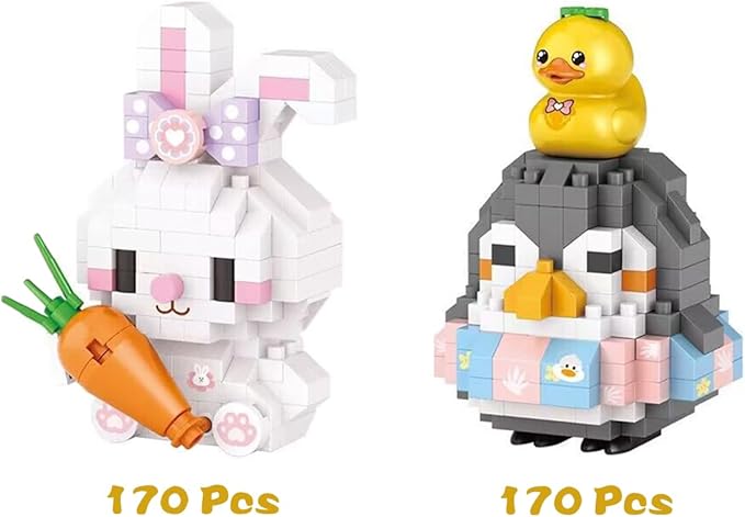 Pinkiwine 4 Pack Easter Building Block Toys for Kids Boys Girls Teens Easter Basket Stuffers Gifts