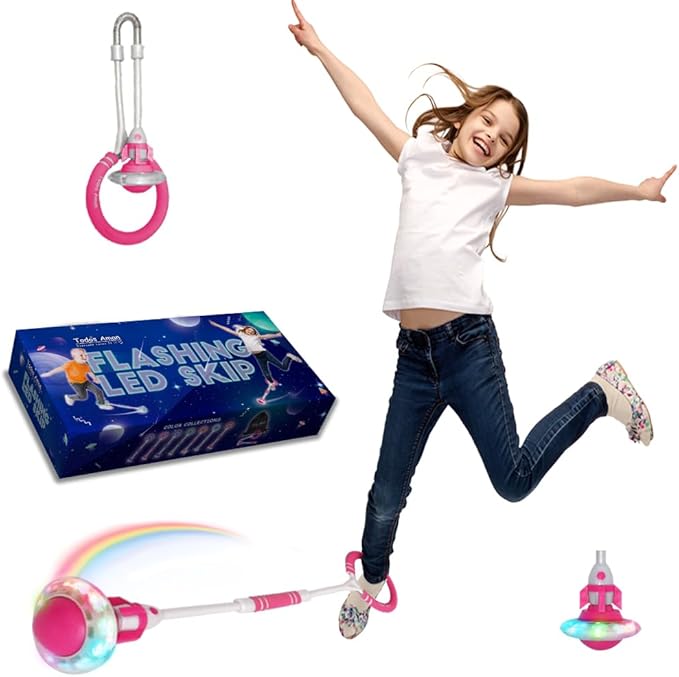 Rocket Flashing LED Ankle Skip Fun Cool Jumping Gift for Ages 5 6 7 8 9 10+ Kids NO Battery Charging Needed Family Exercise Fitness Coordination Balance Extra Energy Burning