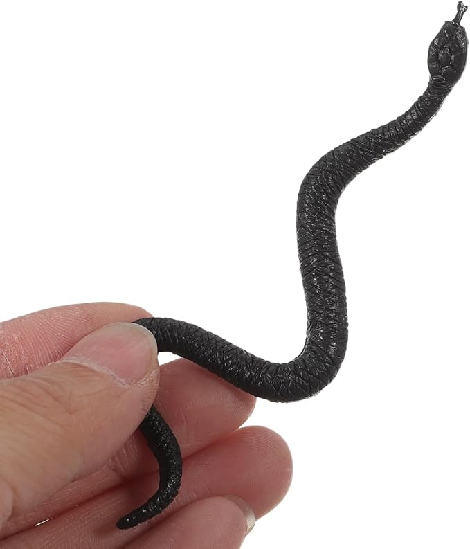IMIKEYA 100Pcs Realistic Black Rubber Snakes - Fake Plastic Snakes for Halloween Pranks and Decorations