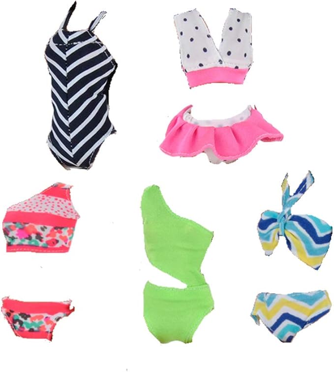 E-TING 11 Items= 3Pcs Doll Beach Bikini Swimsuit + 3Pcs Swim Ring + 5Pairs Shoes for 11.5 inch Girl Doll（Random Style）