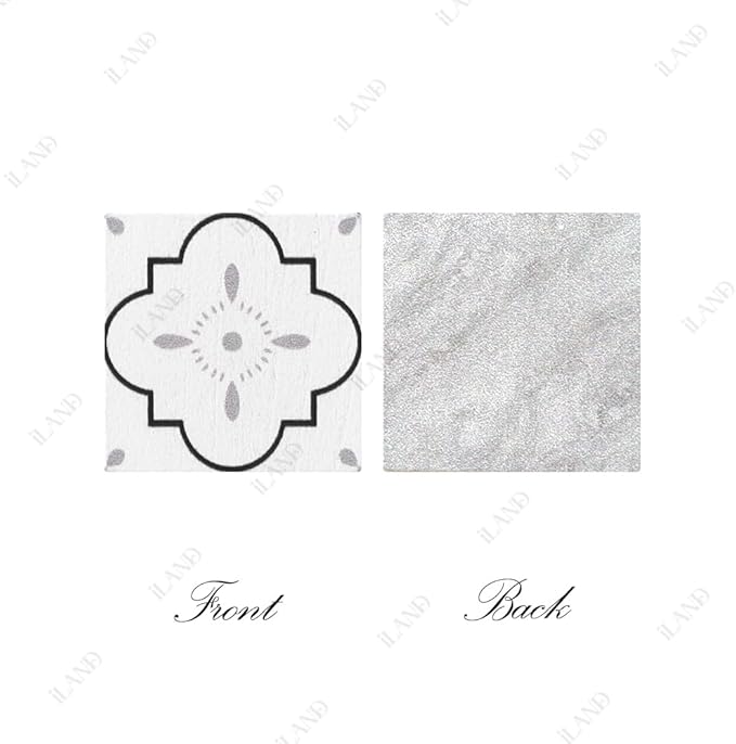 iLAND Dollhouse Flooring on 1/12 Scale 1/6 Scale, Miniature Dollhouse Accessories, 115pcs Double-Sided Dollhouse Floor Tiles (French White Floral & Grey Marble Tiles)