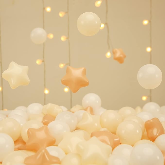 TRENDPLAY Star Ball Pit Balls for Toddlers -50 100 200 Count Star Balls Different Shapes, Non-Toxic Plastic Balls for Safe Play, Boys Girls Festival Party Decoration