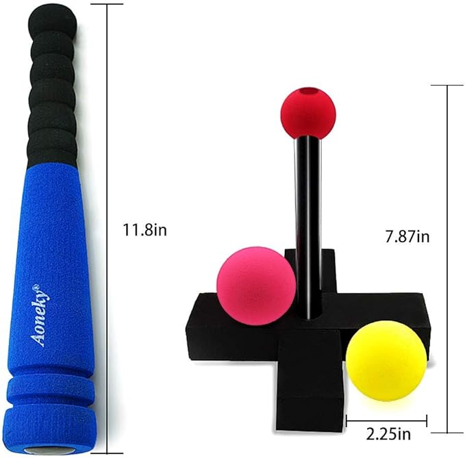 Aoneky Mini Foam Tball Set for Toddlers - Carry Bag Included - Best Baseball T Ball Toys for Kids Age 1 Years Old (Blue)