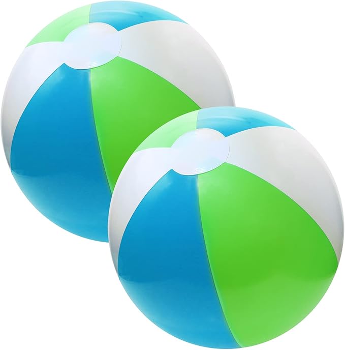 PENTA ANGEL Beach Balls 2PCS 12 Inch Inflatable/Blow Up Classic Rainbow Color Summer Swimming Pool Party Favors Water Toy Beachball for Women Men Adults Playing